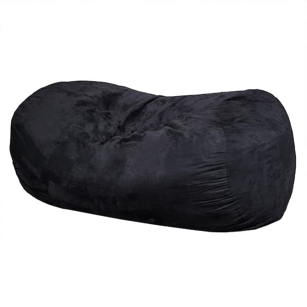 Byron 6.5 ft. Black Faux Suede Microfiber Cylindrical Bean Bag
