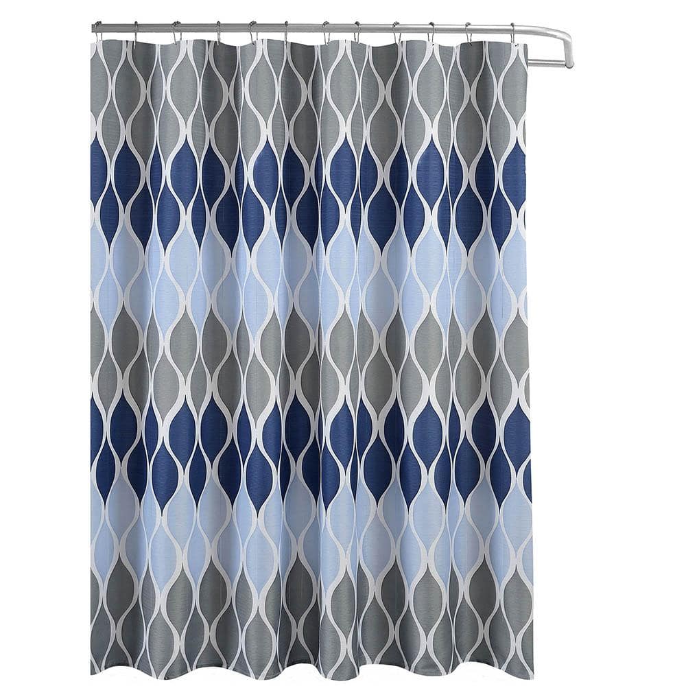 Creative Home Ideas Clarisse Faux Linen, Blue And Gray Shower Curtain Sets