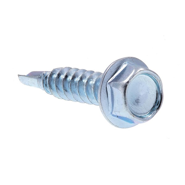 #8 x 3/4 in. Zinc Plated Case Hardened Steel Indented Hex Washer Head Self-Drilling Sheet Metal Screws (100-Pack)
