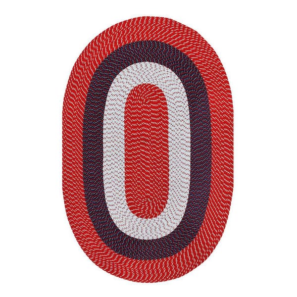 Better Trends Country Stripe Braid Collection Americana Stripe 30" x 50" Oval 100% Polypropylene Reversible Area Rug