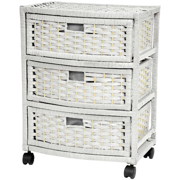 Red Lantern 3-Drawer White Natural Fiber Trunk