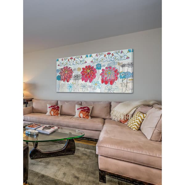 Unbranded 18 in. H x 36 in. W "Pink Zinnia" by Maria Pezzano Printed Canvas Wall Art