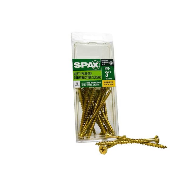 SPAX #10 x 3 in. Interior Flat Head Wood Screws Construction Phillips / Square (16 EA)