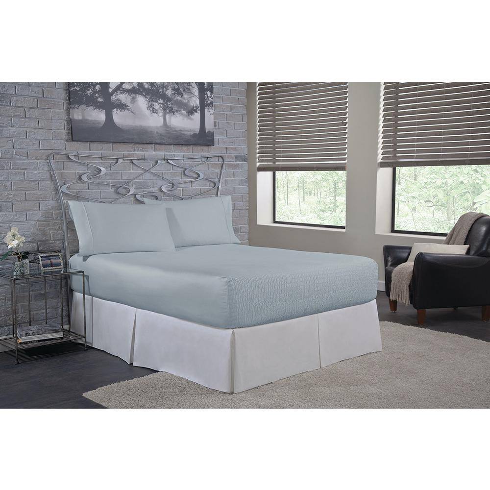 King Size Blue Solid Microfiber Sheet Set with Pillowcases