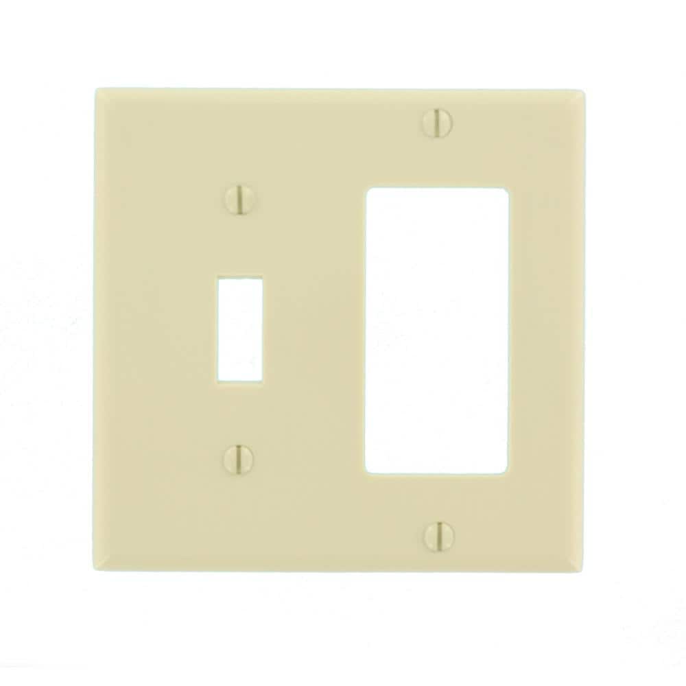 Ivory 2-Gang Thermoset Plastic Toggle and Decora Wall Plate