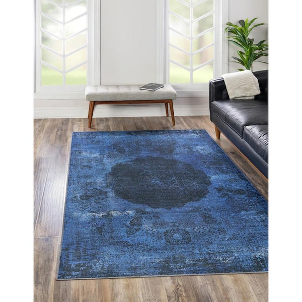 Yara Nayer Overdyed Blue 5 ft. 1 in. x 8 ft. Area Rug