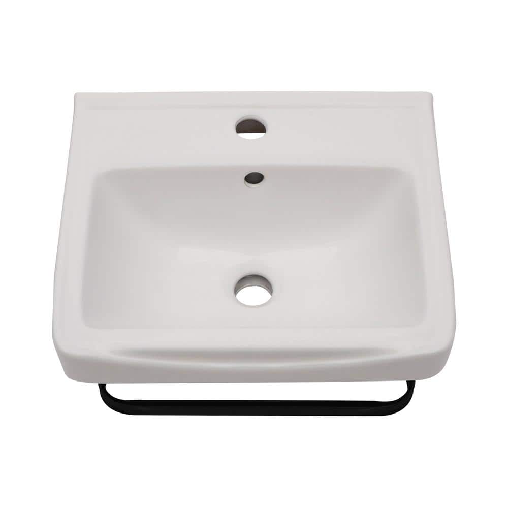 17 inch x 14 inch Wall Mount Bathroom Sink White Rectangle Floating Ceramic Sink with Towel Rack price history on PriceWatchPro