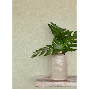 Homespun Textured Green Prepasted Non Woven Wallpaper Sample
