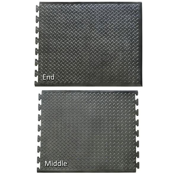 Rubber-Cal Foot-rest 28 in. x 31 in. Black Anti-Fatigue Mat Finished Tile