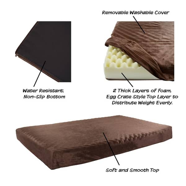 Pet Trex Large Brown Waterproof Memory Foam Indoor/Outdoor Pet Bed with  Water Resistant Nonslip Bottom and Washable Cover 892582NDQ - The Home Depot