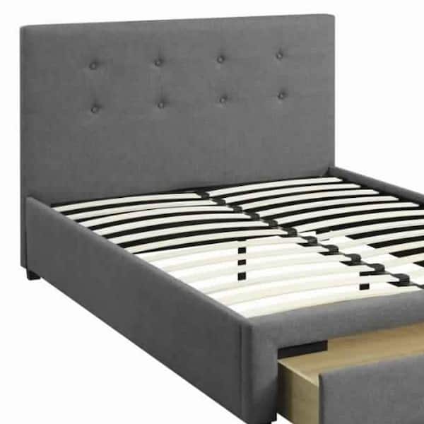 Gray Upholstered Wooden Queen Bed, How To Keep A Bed Frame From Sliding Windows