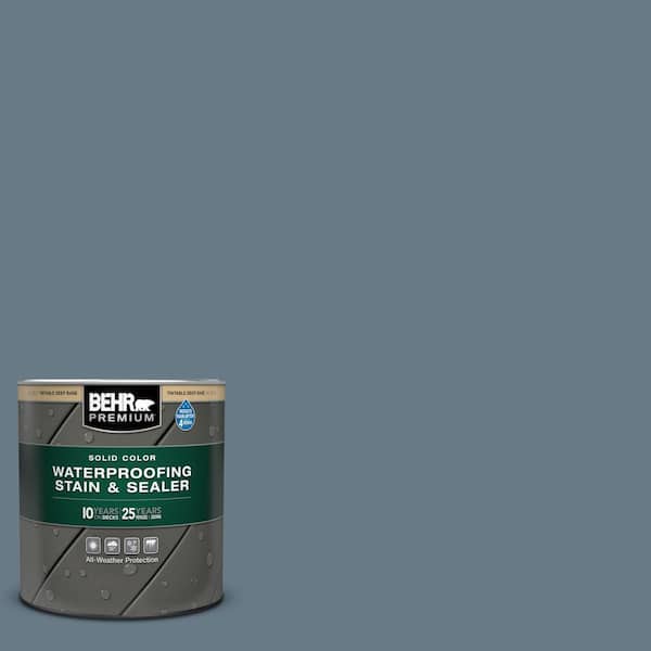 BEHR PREMIUM 1 qt. #N490-5 Charcoal Blue Solid Color Waterproofing Exterior Wood Stain and Sealer
