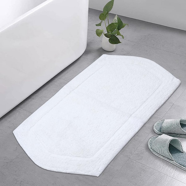 HOME WEAVERS INC Waterford Collection 100% Cotton Tufted Bath Rug, 24 x 40 Rectangle, White