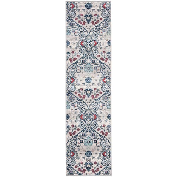 SAFAVIEH Brentwood Navy/Gray 2 ft. x 8 ft. Floral Runner Rug