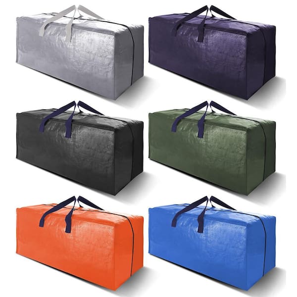 24 Gal. Large Moving Bags with Strong Handles and Zippers for Space Saving, Multiple-Color (6-Pack)