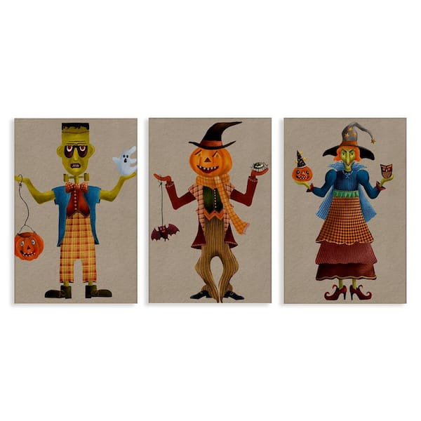 Stupell Industries Fun Halloween Friends by Regina Moore 3 Pieces Unframed Abstract Graphic Art Print 30 in. x 20 in.