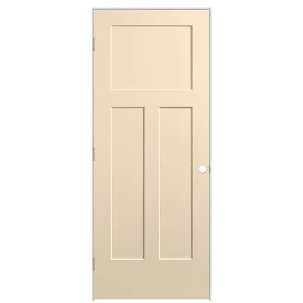 Masonite 32 in. x 80 in. 3-Panel Winslow Right-Hand Hollow Core Golden Haystack Molded Composite Single Prehung Interior Door