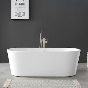 Brightling 67 in. Acrylic Flatbottom Non-Whirlpool Bathtub in White