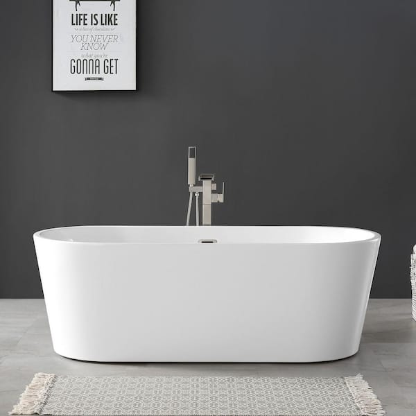 Home Decorators Collection Brightling 67 in. Acrylic Flatbottom Non-Whirlpool Bathtub in White