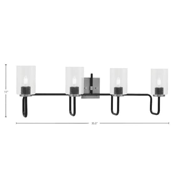 Elonia 14.75 in. 4 Light Matte Black and Graphite Vanity