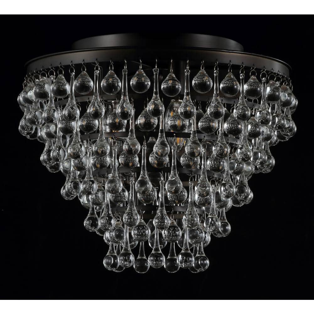 Toronto 16" Crystal LED Flush Mount Chandelier in Bronze