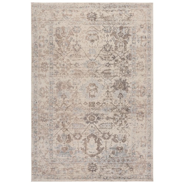 Madison 6 ft. x 9 ft. Ivory/Beige Gray Vintage Distressed Floral Area Rug