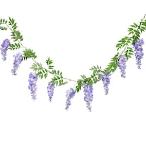 6 ft. Purple Artificial Wisteria Flower Garland Hanging Vine (Set of 2)