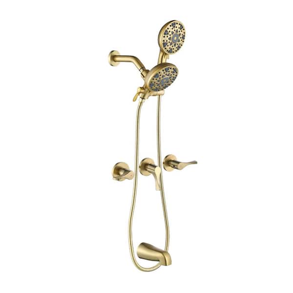 Rain 3-Handle 6-Spray Tub Shower Faucet 1.8 GPM with Pressure Balance in Gold (Valve Included)