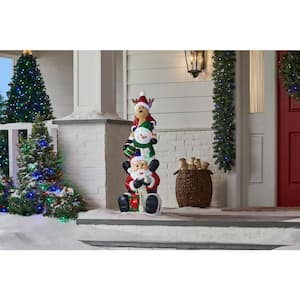 3.5 ft. LED Stacked Santa, Snowman and Reindeer Holiday Porch Greeter