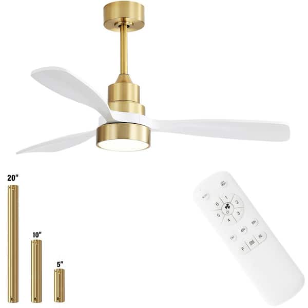 Sofucor 48 in. Indoor/Outdoor Wood Gold Ceiling Fan with LED Light and Remote Control