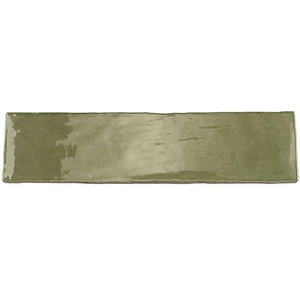 Messi 3" x 12" Polished Green Ceramic Subway Wall Tile