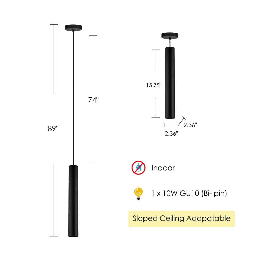 Matte Black 16" LED Indoor/Outdoor Mini Pendant Light