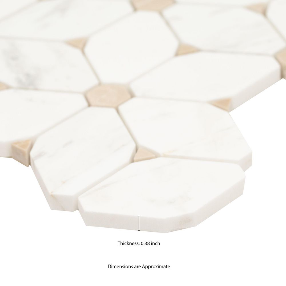 MSI Cecily Creme 11 in. x 12 in. x 0.38 in. Polished Marble Mesh