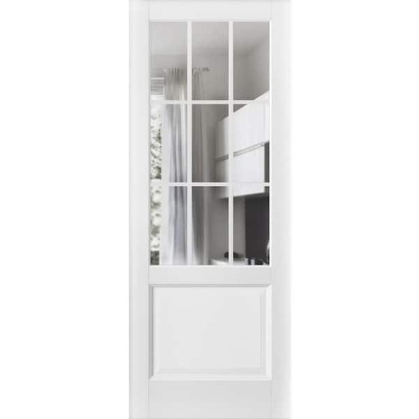 30 in. x 32 in. Solid Wood Clear glass White Interior Door Slab