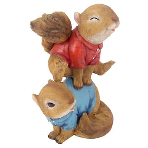 9 in. H Leaping Squirrels Garden Statue