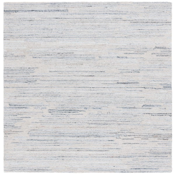 SAFAVIEH Abstract 6 ft. x 6 ft. Beige/Blue Linear Marle square Area Rug