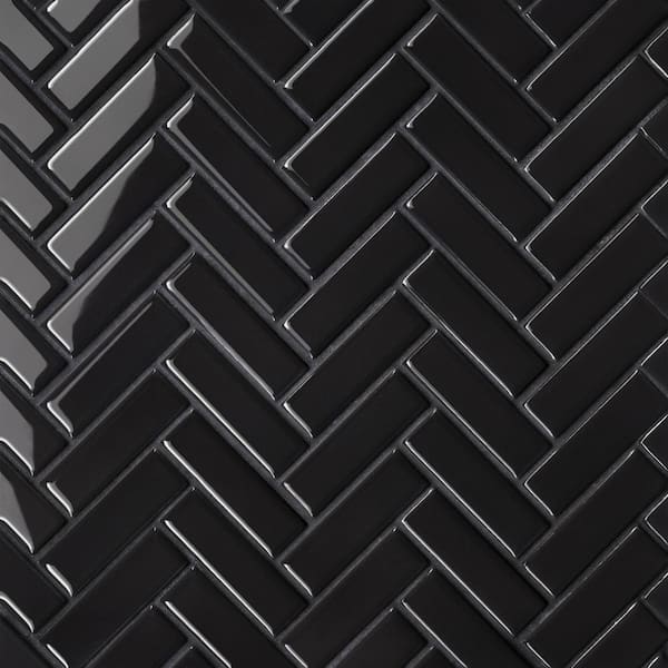 Bedrosians Sample-Le Cafe 4 in. x 5 in. Black Porcelain Mosaic Tile
