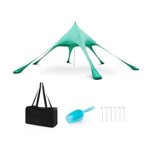 20 ft. x 20 ft. Green Beach Canopy Tent with UPF50+ Sun Protection and Shovel