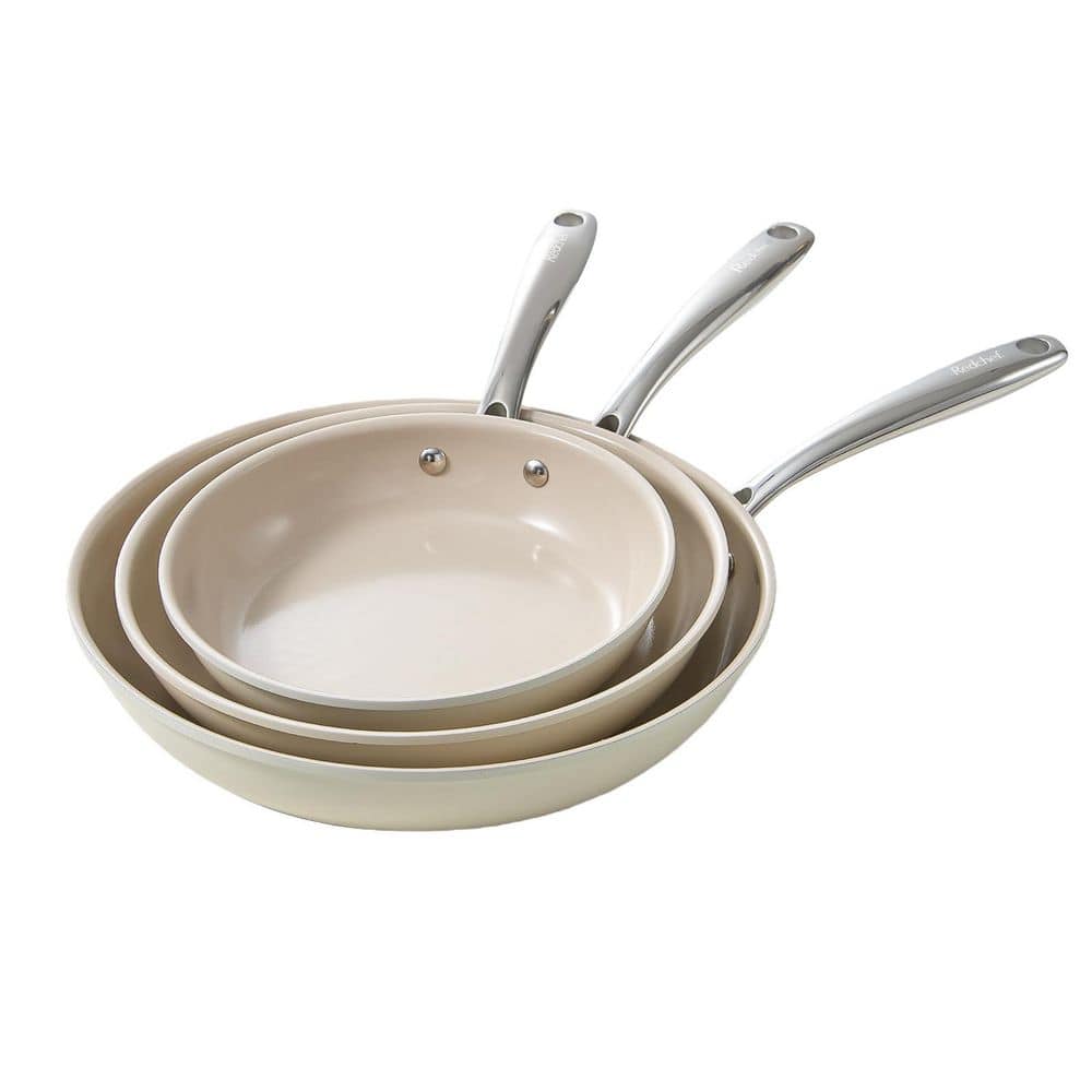 8/9.5/11 in. Nonstick Frying Pan Set, Ceramic Pan Skillet, Ceramic Frying Pan Set, Beige White price history on PriceWatchPro