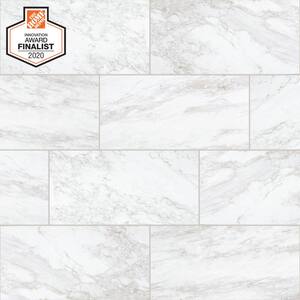 QuicTile 12 in. x 24 in. Enchanting Marble Matte Porcelain Locking Floor Tile (9.6 sq. ft. / case)