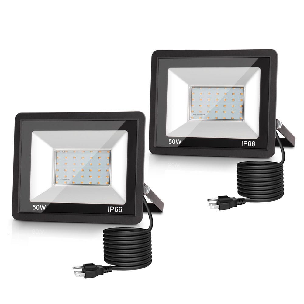 2-Pack Plug-In Dusk-to-Dawn Integrated LED Landscape Flood Light, 50W, 2300 Lumens, 6000K White, IP66, Black price history on PriceWatchPro