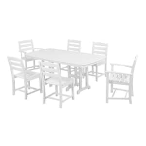 La Casa Cafe White 7-Piece Plastic Outdoor Patio Dining Set