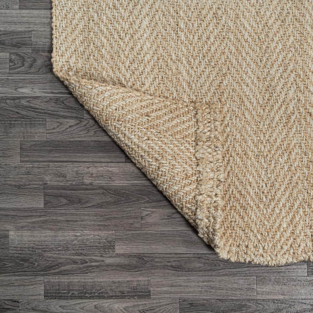 Espina Handwoven Ivory Jute Herringbone 8' x 10' Area Rug