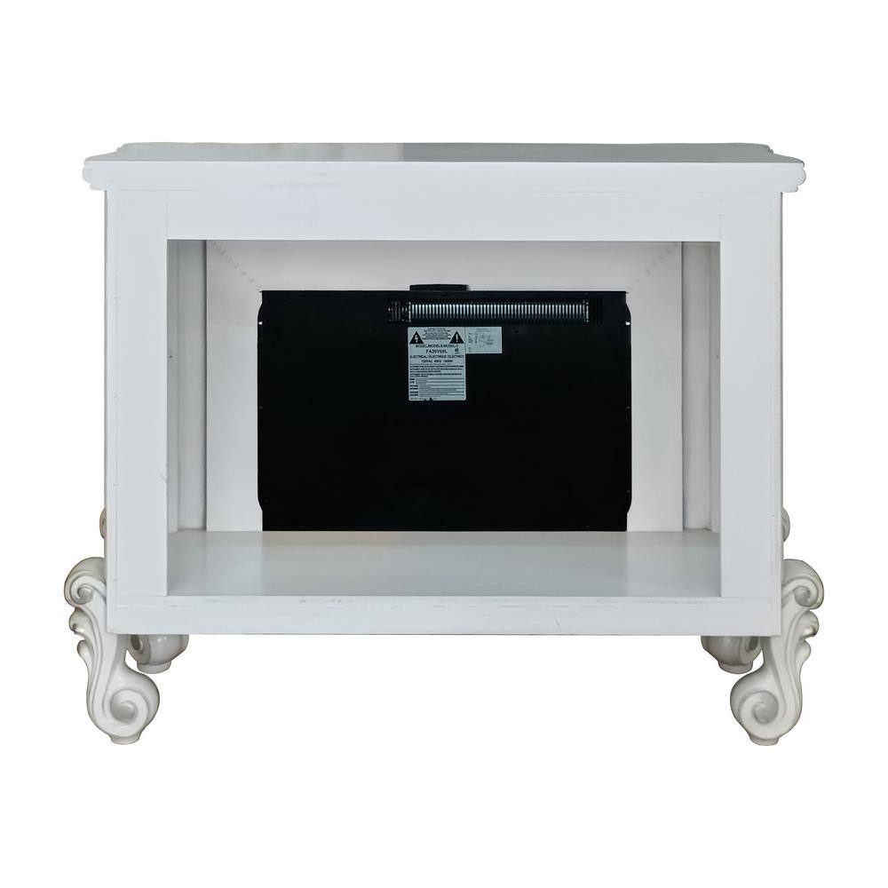 Bone White Traditional Freestanding Electric Fireplace