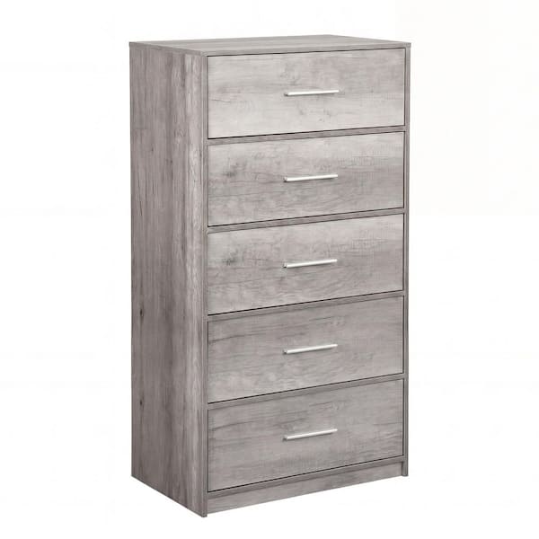 トップス Draw Drawers Wool 2way Tops gray Techni Home Gray 5 Drawer 22.5 in. Wide Dresser RTA-DSR05-GRY