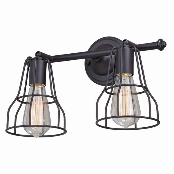 VAXCEL Clybourn 14.25 in. W 2Light Bronze Adjustable Wire Cage