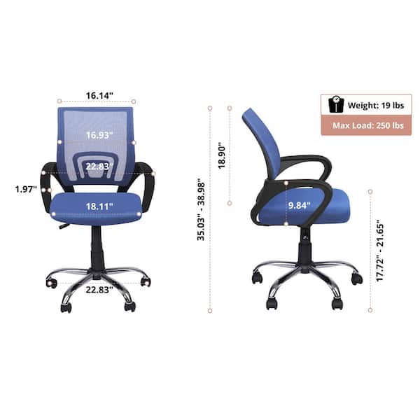 MAYKOOSH Blue Height Adjustable Executive Office Mesh Mid