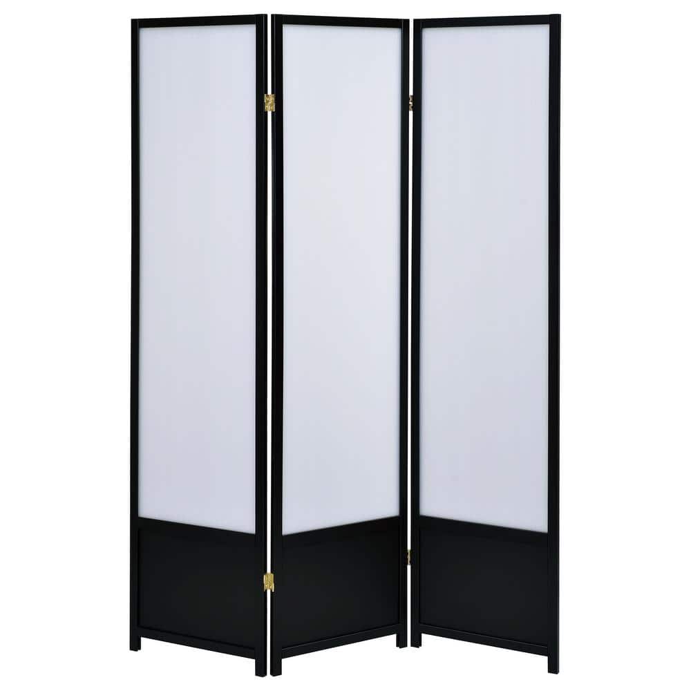 Black Transitional 3-Panel Folding Room Divider