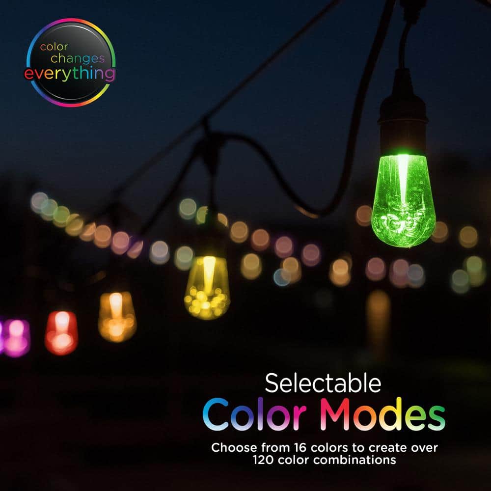24ft Black Outdoor Color-Changing Acrylic LED String Lights