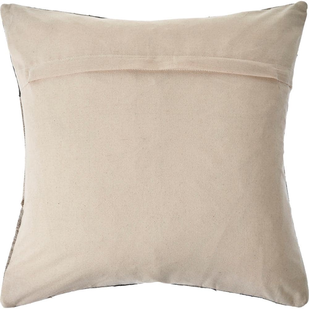 Gray and Charcoal Faux Leather Wool Throw Pillow Set
